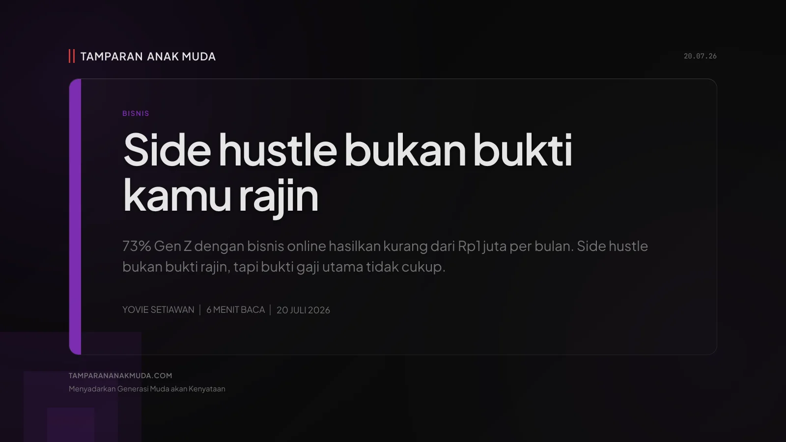 Side Hustle Bukan Ambisi, Kebutuhan Ekonomi