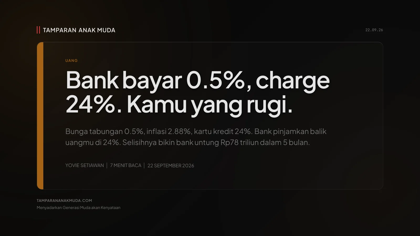 Bunga Tabungan 0.5%, Bunga Pinjaman 24%: Bank Makan Kamu