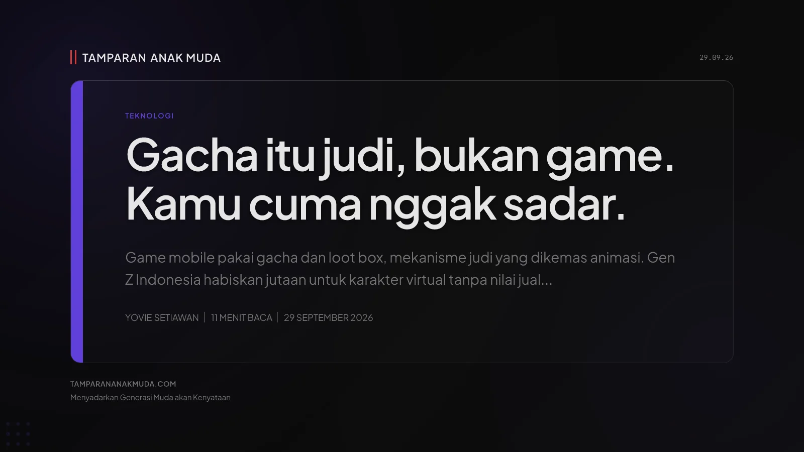 Gacha Bukan Game, Itu Judi dengan Animasi
