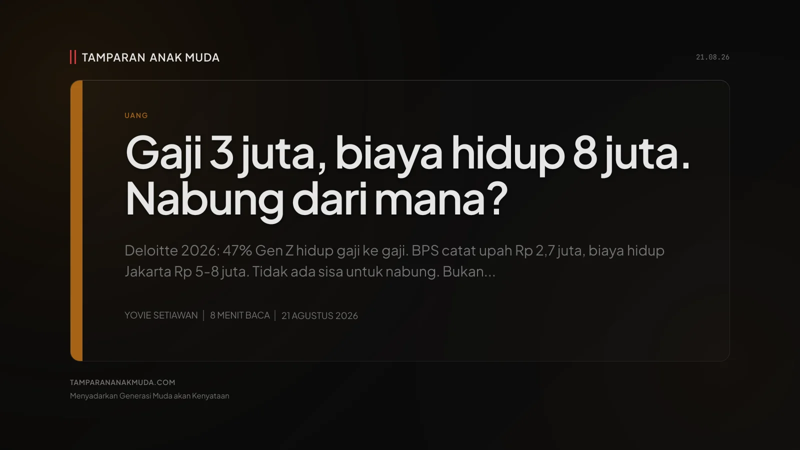 47% Gen Z Hidup Gaji ke Gaji: Bukan Tidak Bisa Nabung, Tidak Ada Sisa untuk Nabung