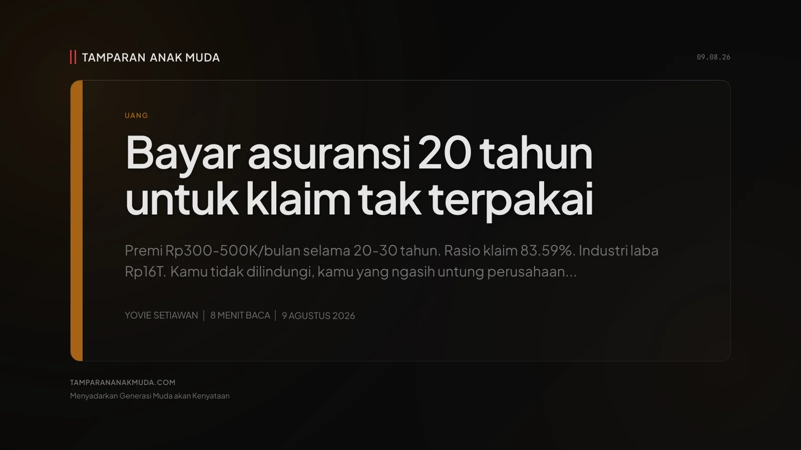 Asuransi Swasta Gen Z: Bayar Premi untuk Sistem yang Didesain Menang dari Kamu