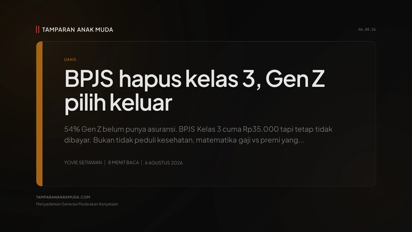 BPJS Kelas 3 Dihapus: Gen Z Pilih Sakit Sendiri