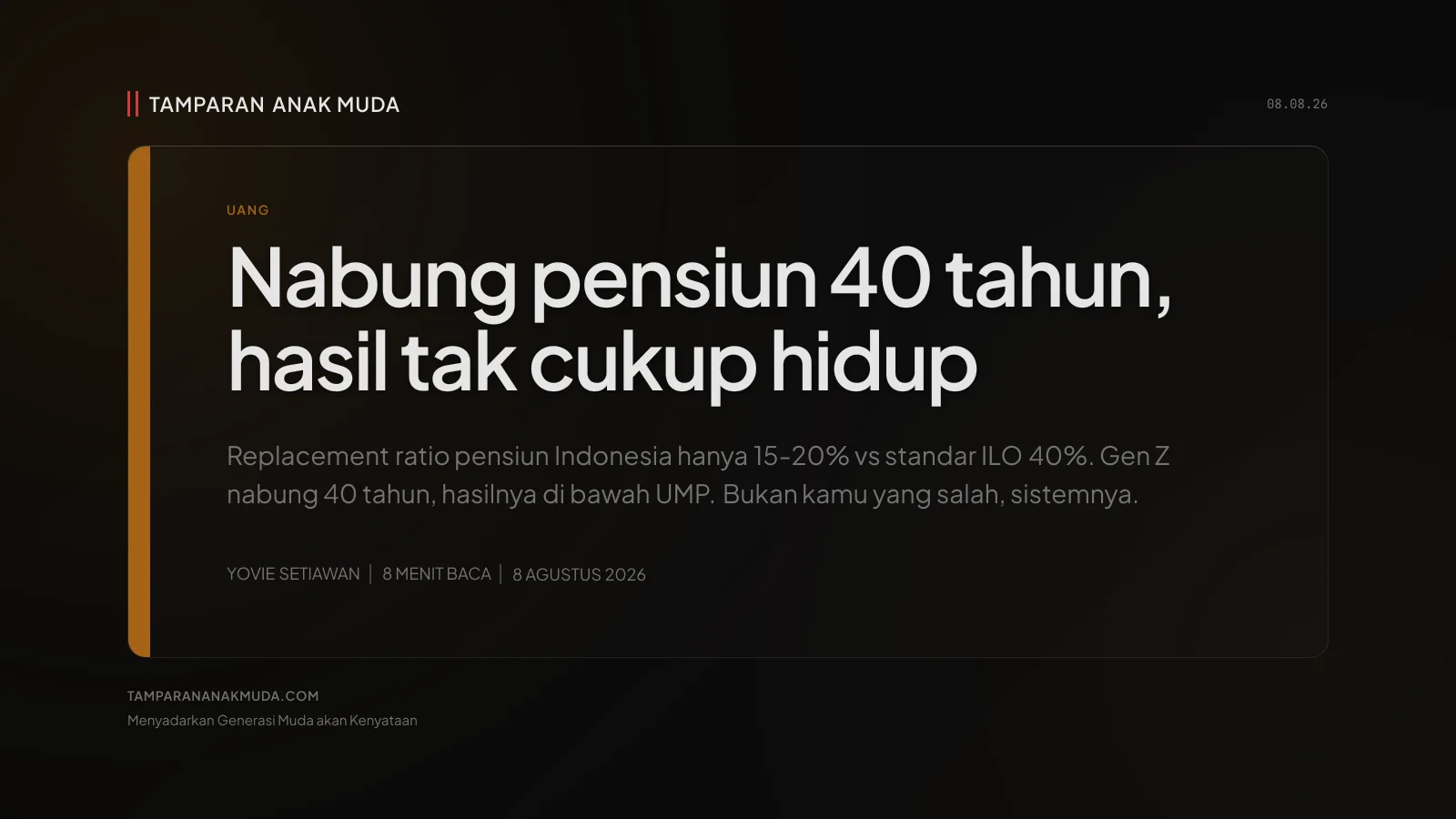 Dana Pensiun Gen Z: Nabung 40 Tahun untuk Uang yang Belum Pasti Ada