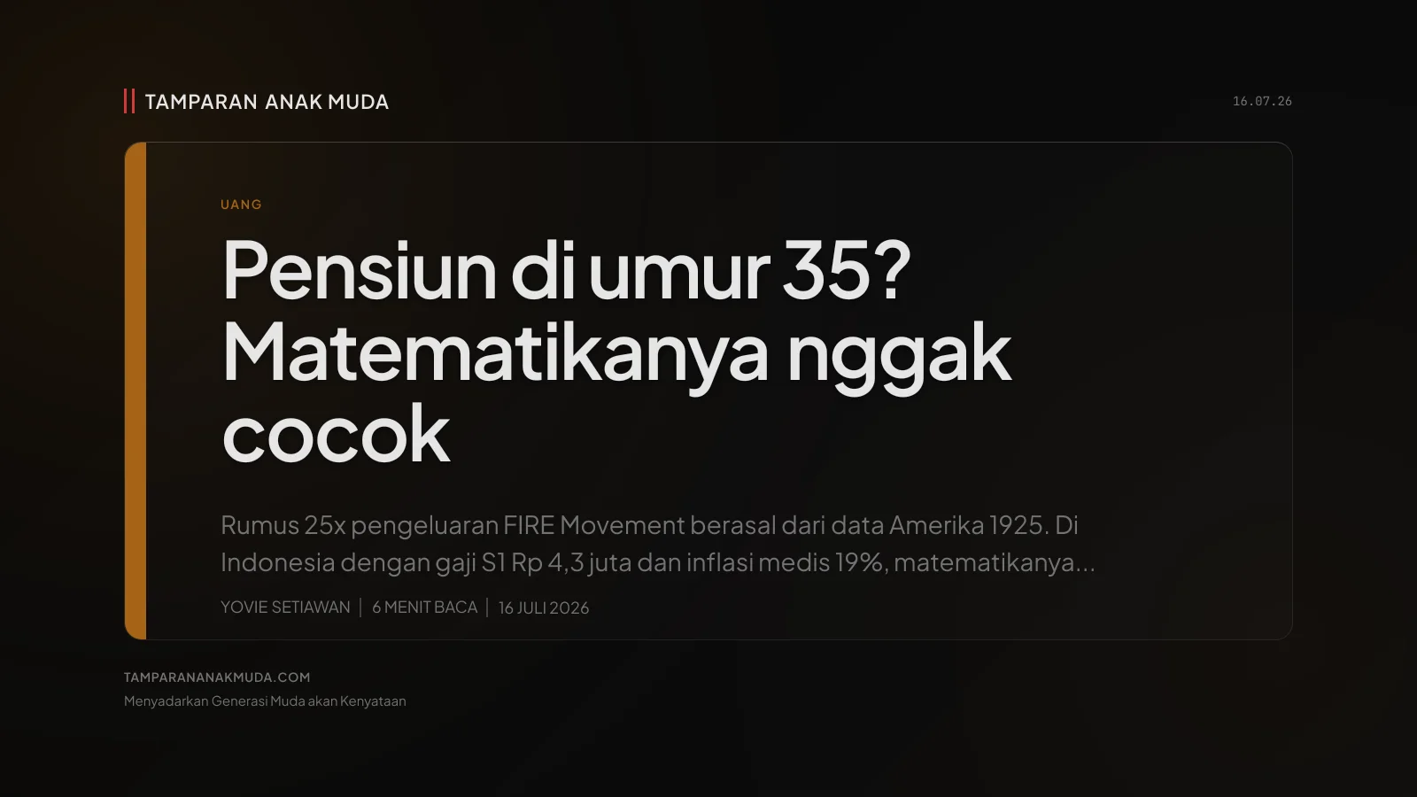 FIRE Movement: Matematika yang Nggak Cocok untuk Indonesia