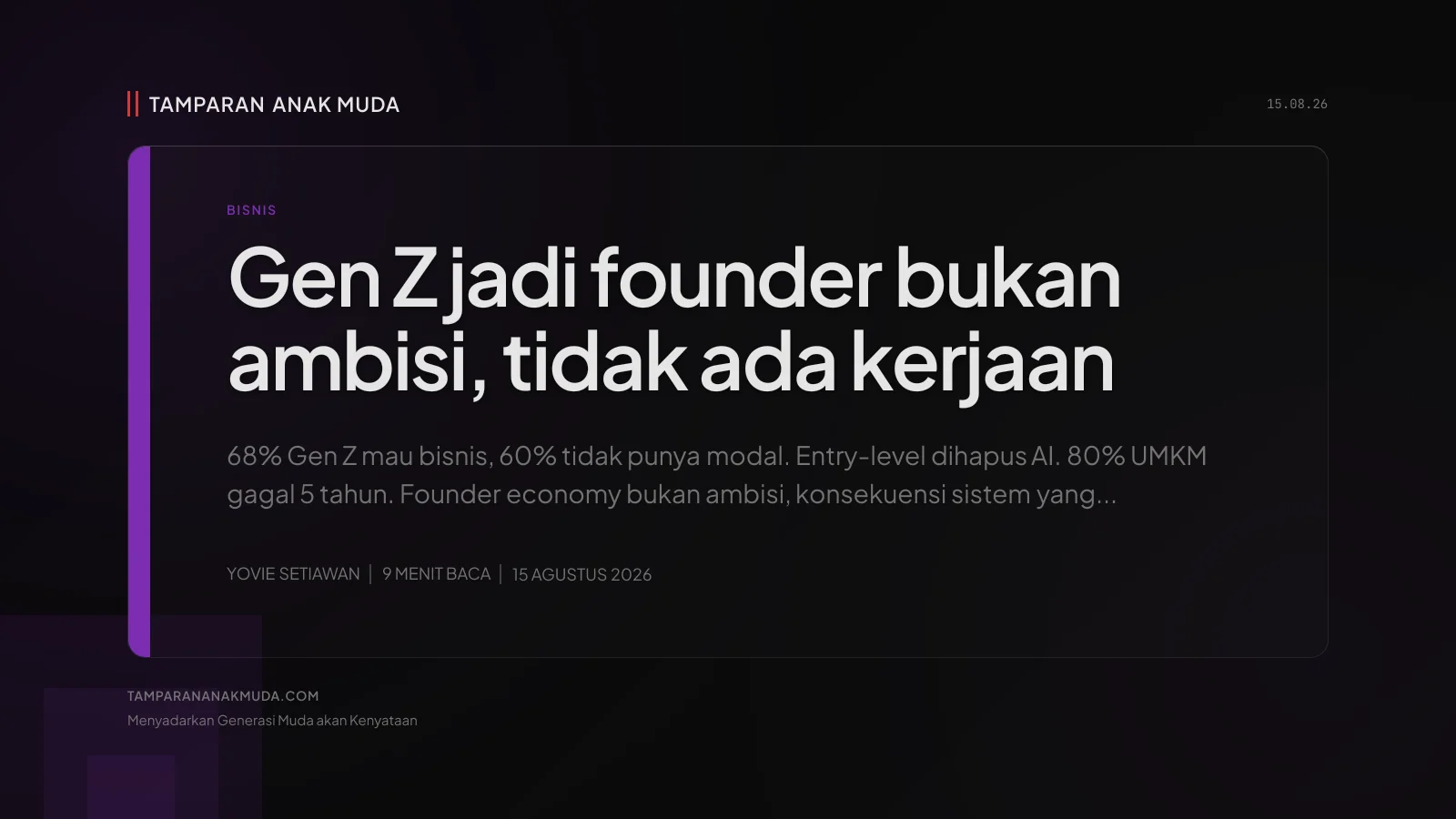 Founder Tanpa Pengalaman: Gen Z Dipuji Jadi Entrepreneur, Padahal Tidak Punya Pilihan Lain