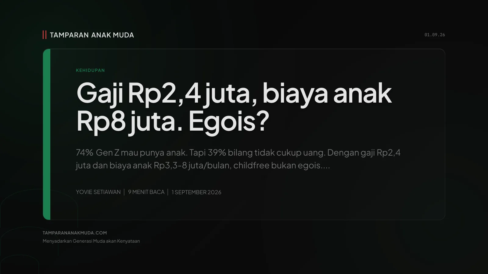 Gen Z Childfree Bukan Egois: Gaji Tidak Cukup untuk Anak