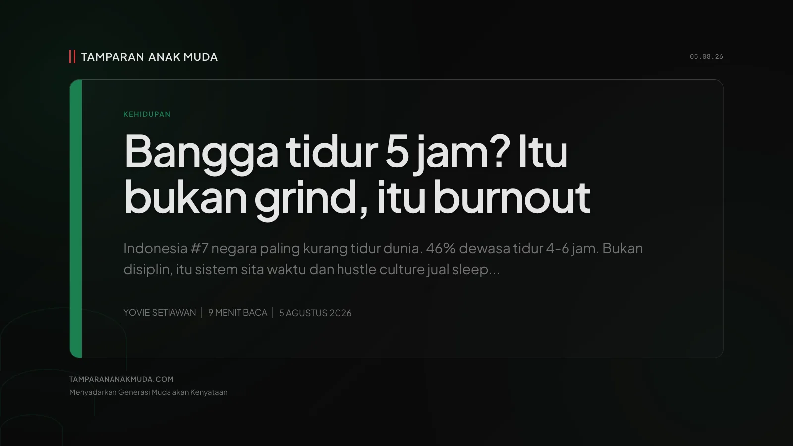 Gen Z Tidur 5 Jam: Bukan Produktif, Slow-Motion Burnout