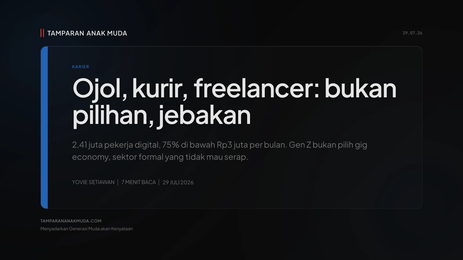 Gig Economy Bukan Pilihan, Jebakan Produktivitas Rendah