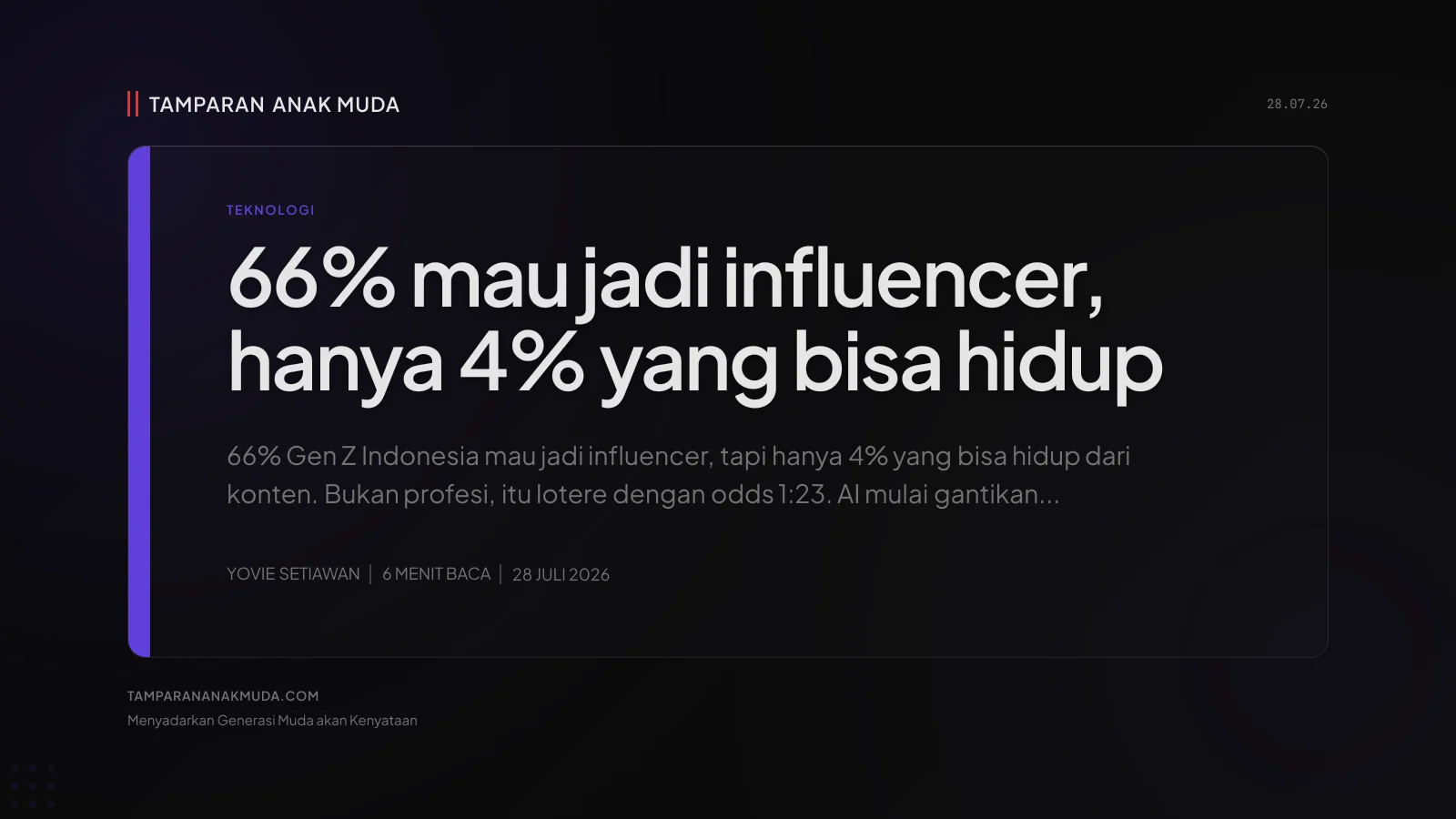 Influencer Bukan Profesi, Itu Lotere yang Dikemas Sebagai Karier