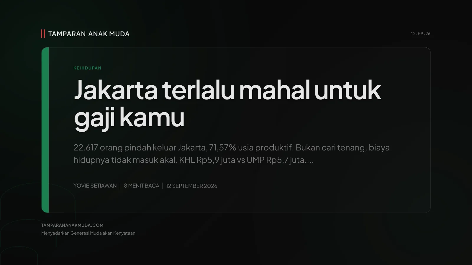 Jakarta Mengusir Gen Z: Bukan Pindah ke Desa, Diusir Ekonomi