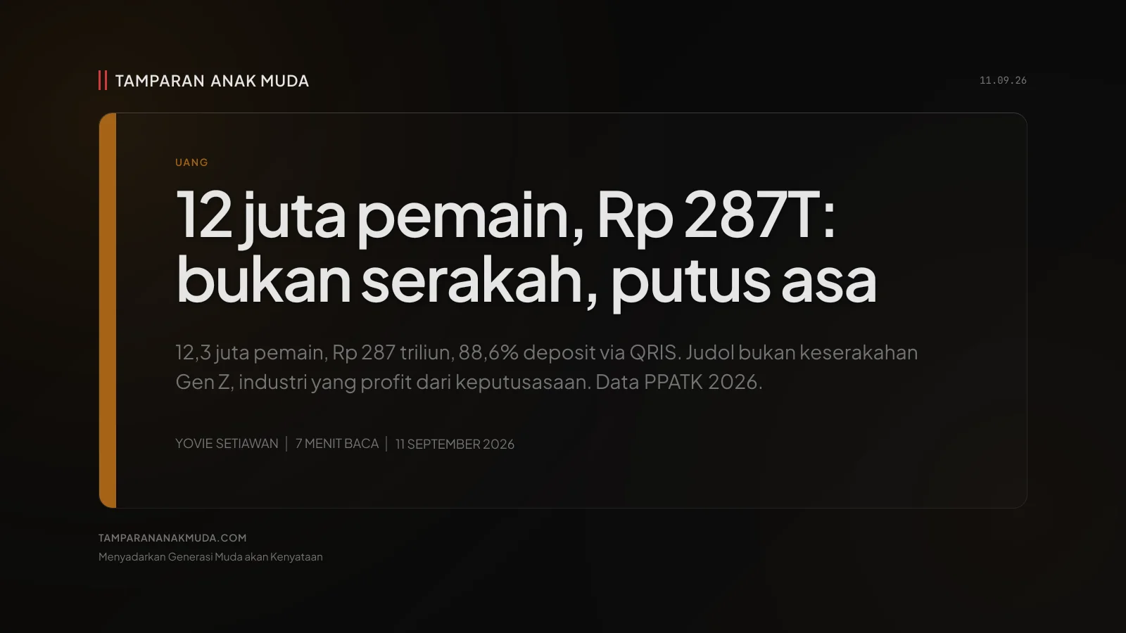 Judol Bukan Serakah, Rp 287 Triliun dari Keputusasaan Gen Z