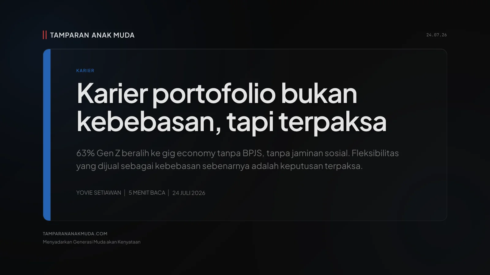Karier Portofolio Bukan Kebebasan, Rugi Dikemas Jadi Pilihan