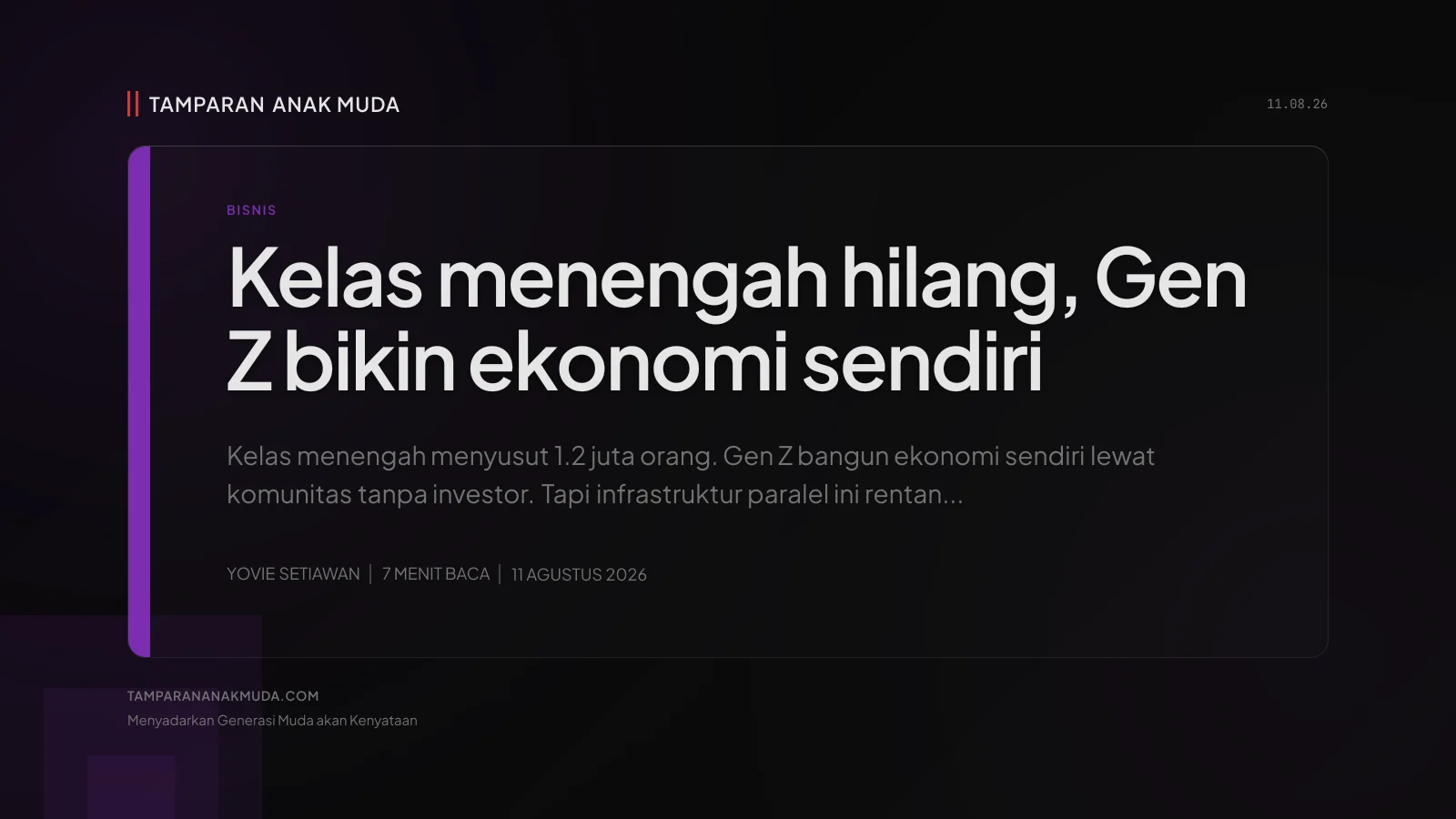 Kelas Menengah Menyusut 1.2 Juta, Gen Z Bangun Ekonomi Tanpa Investor