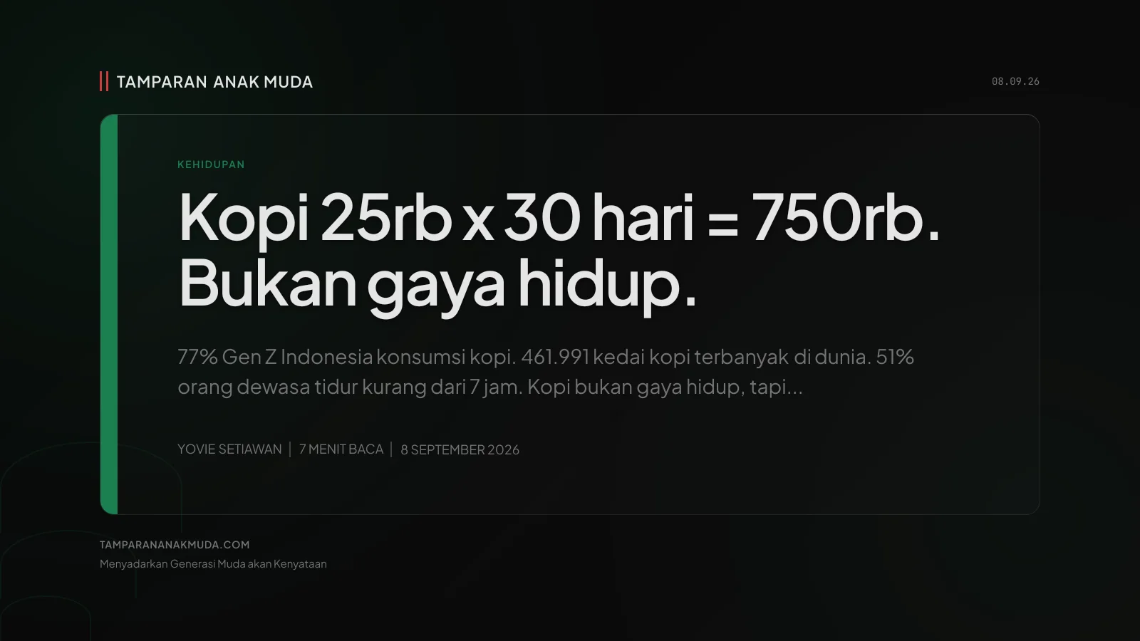 Masalahmu Bukan Kopi. Masalahmu Sistem yang Rampas Tidurmu.