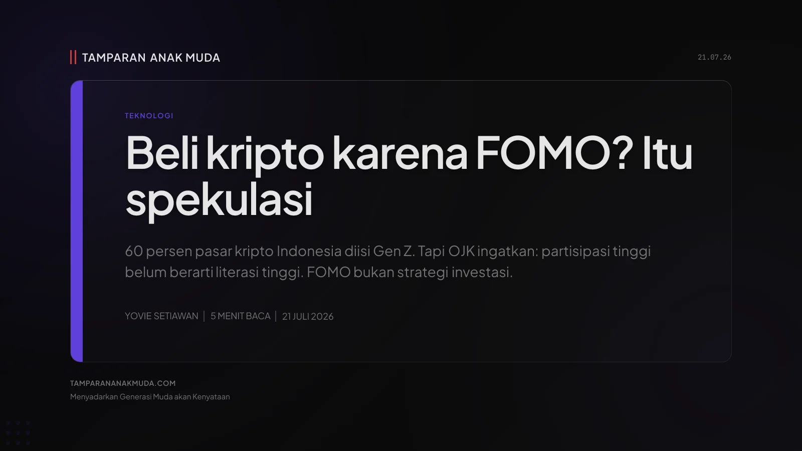 Kripto Bukan Investasi Kalau Ikut FOMO