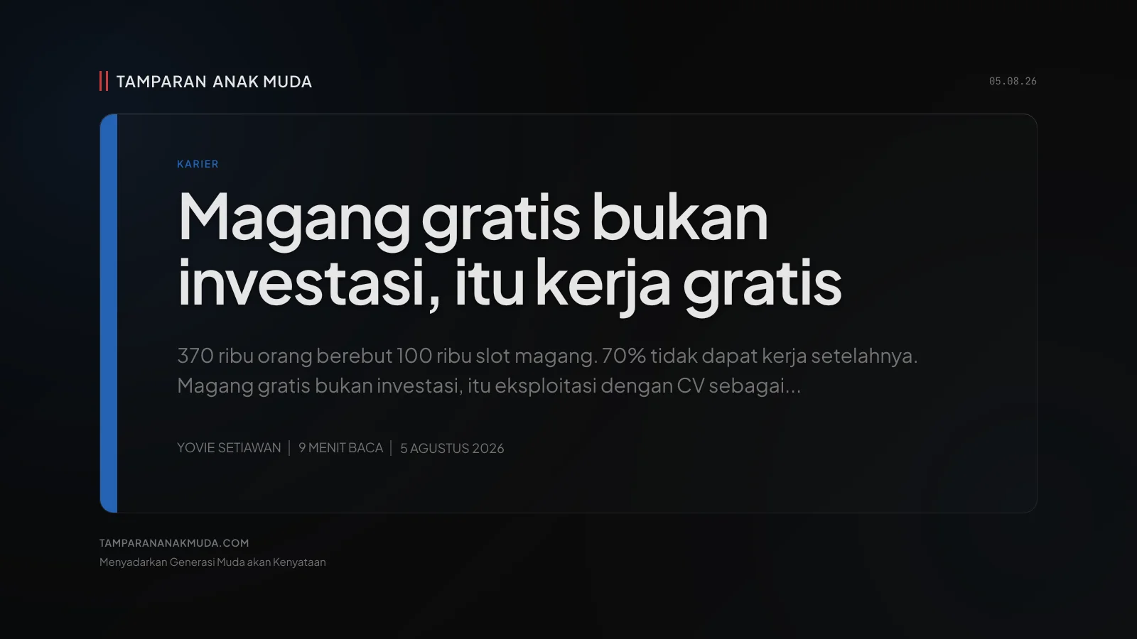 Magang Gratis Bukan Belajar, Eksploitasi Dikemas Pengalaman