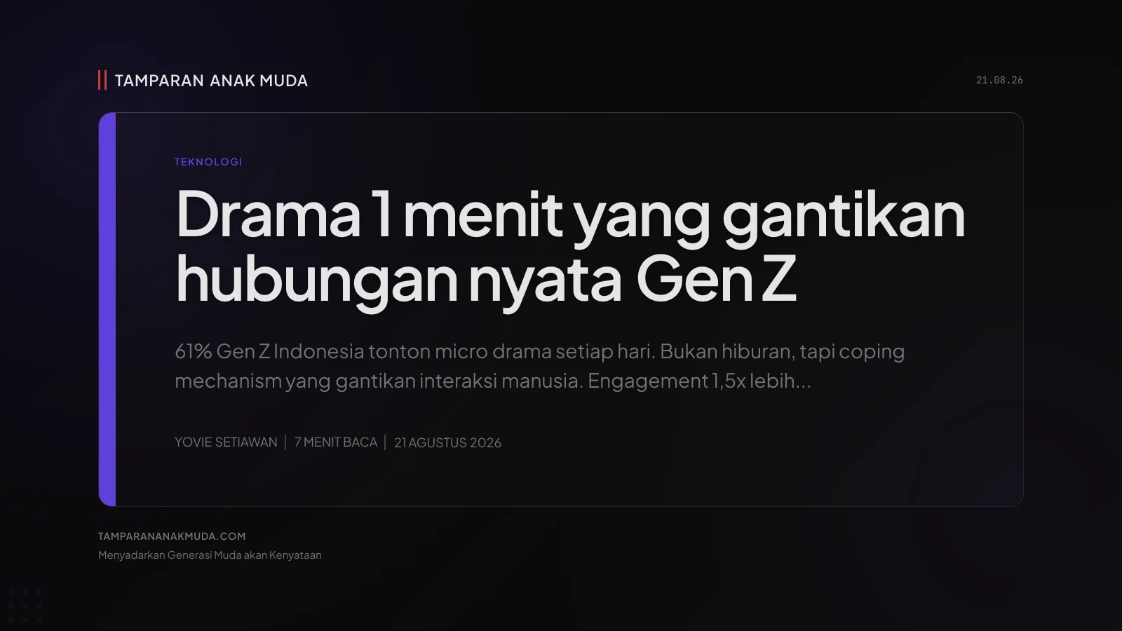 Micro Drama Bukan Hiburan, Candu 1 Menit yang Gantikan Hubungan Nyata