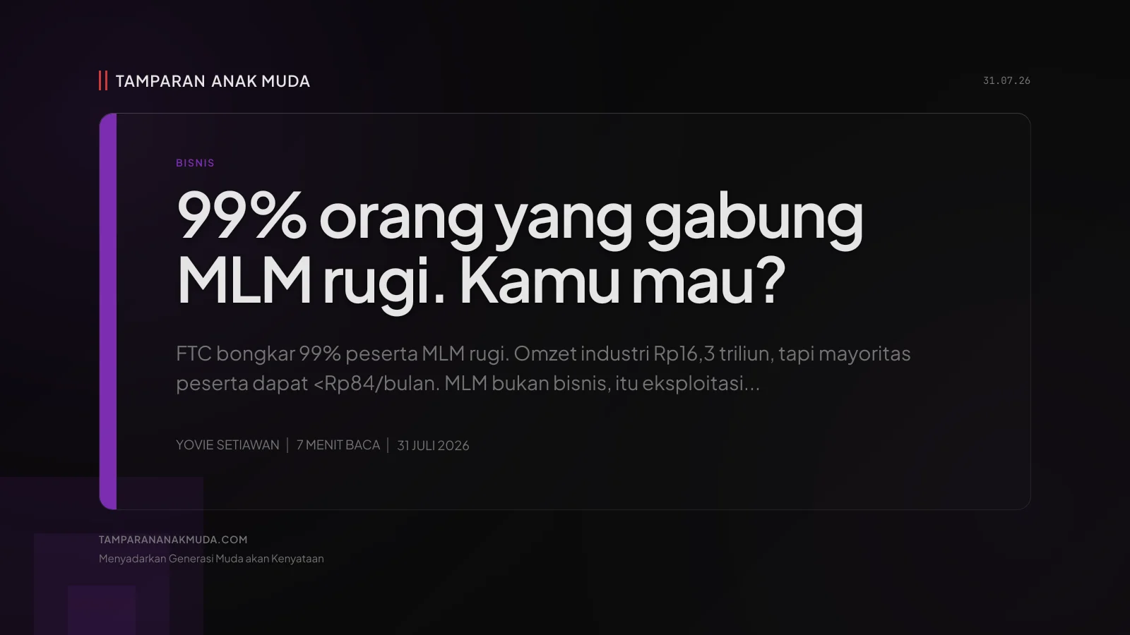 MLM Bukan Bisnis, Eksploitasi Pertemanan Dikemas Wirausaha