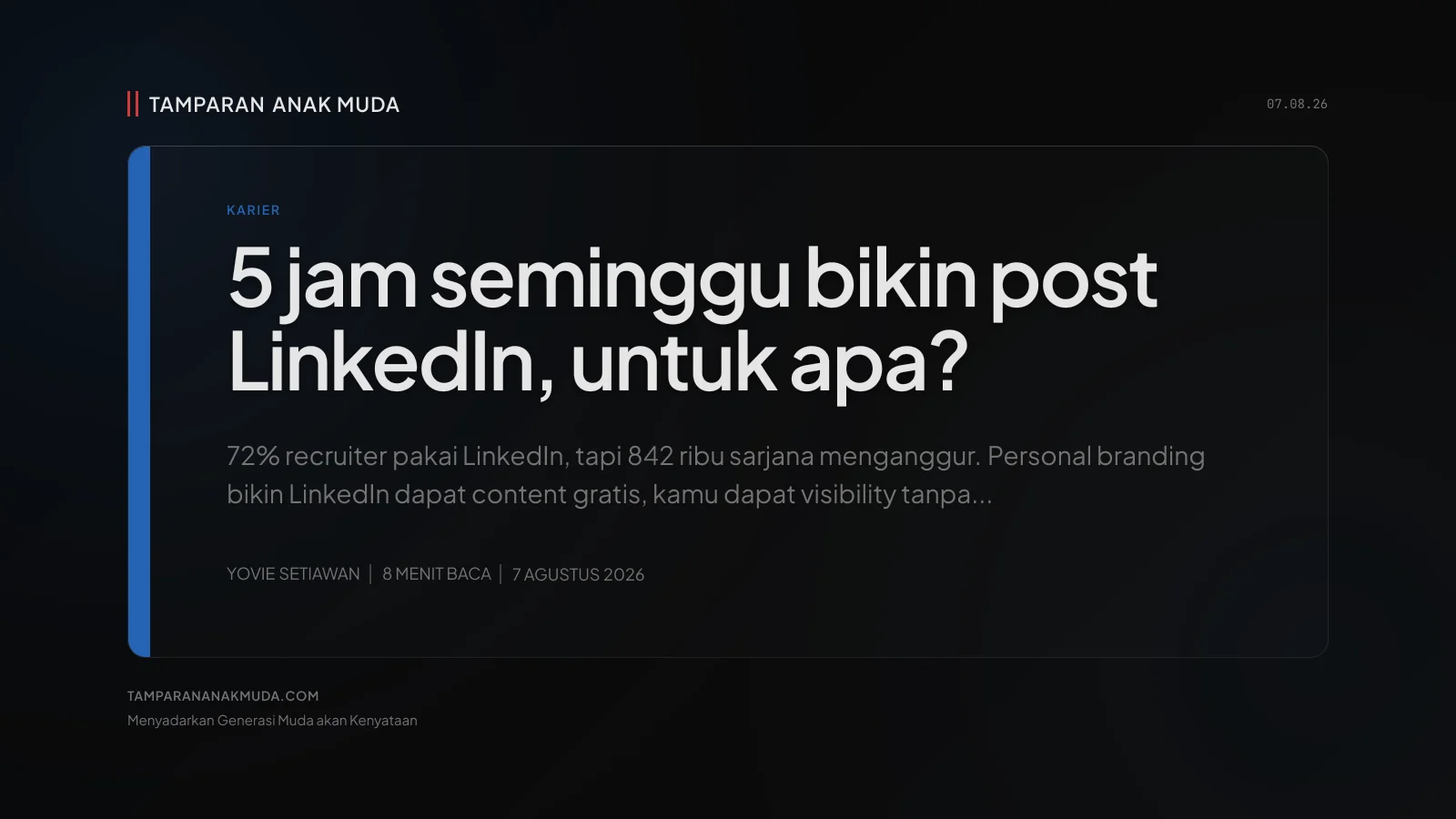 Personal Branding Bukan Karier, Itu Kerja Gratis untuk Platform