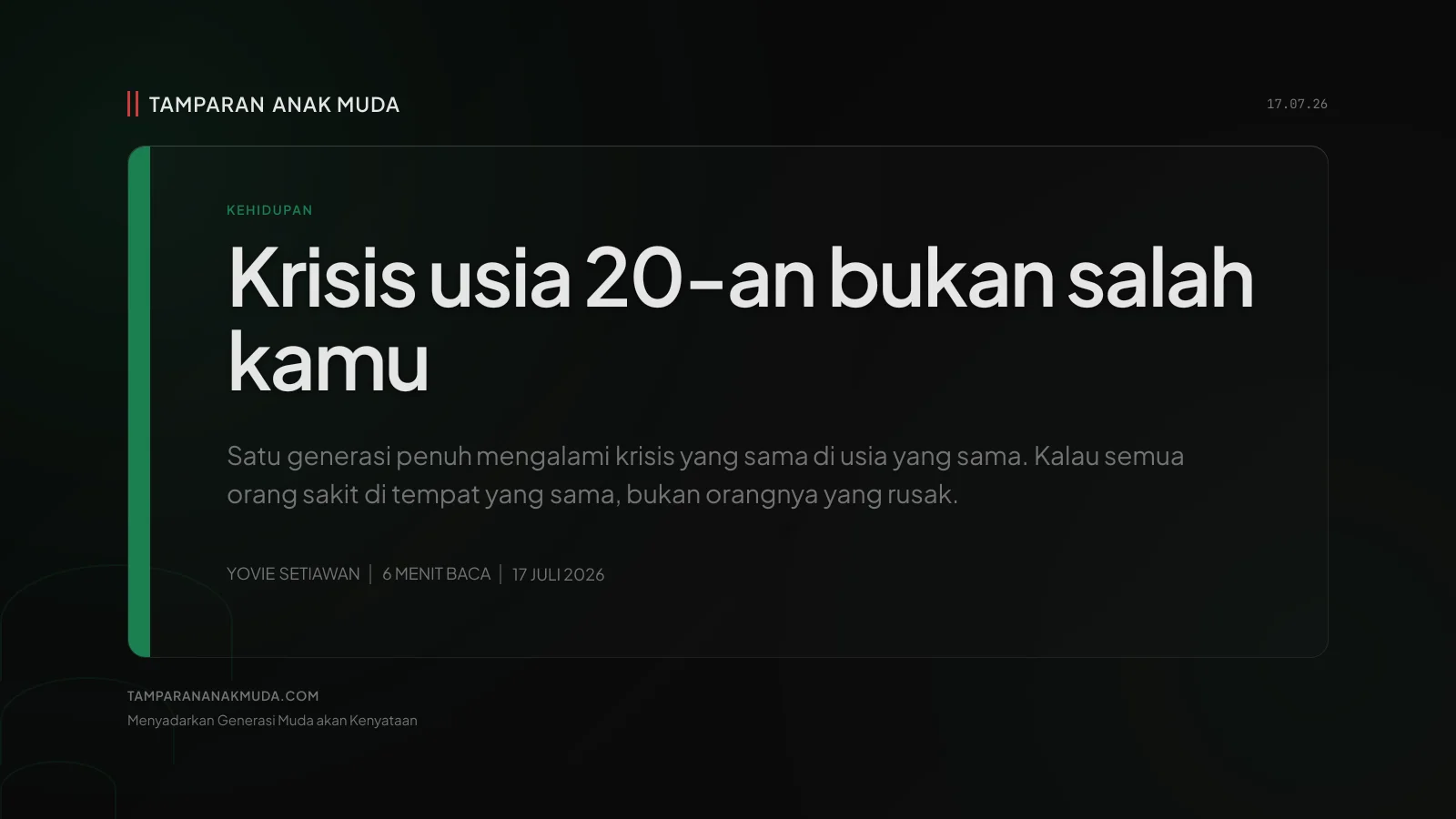 Quarter-Life Crisis Bukan Penyakit, Sistemnya yang Rusak