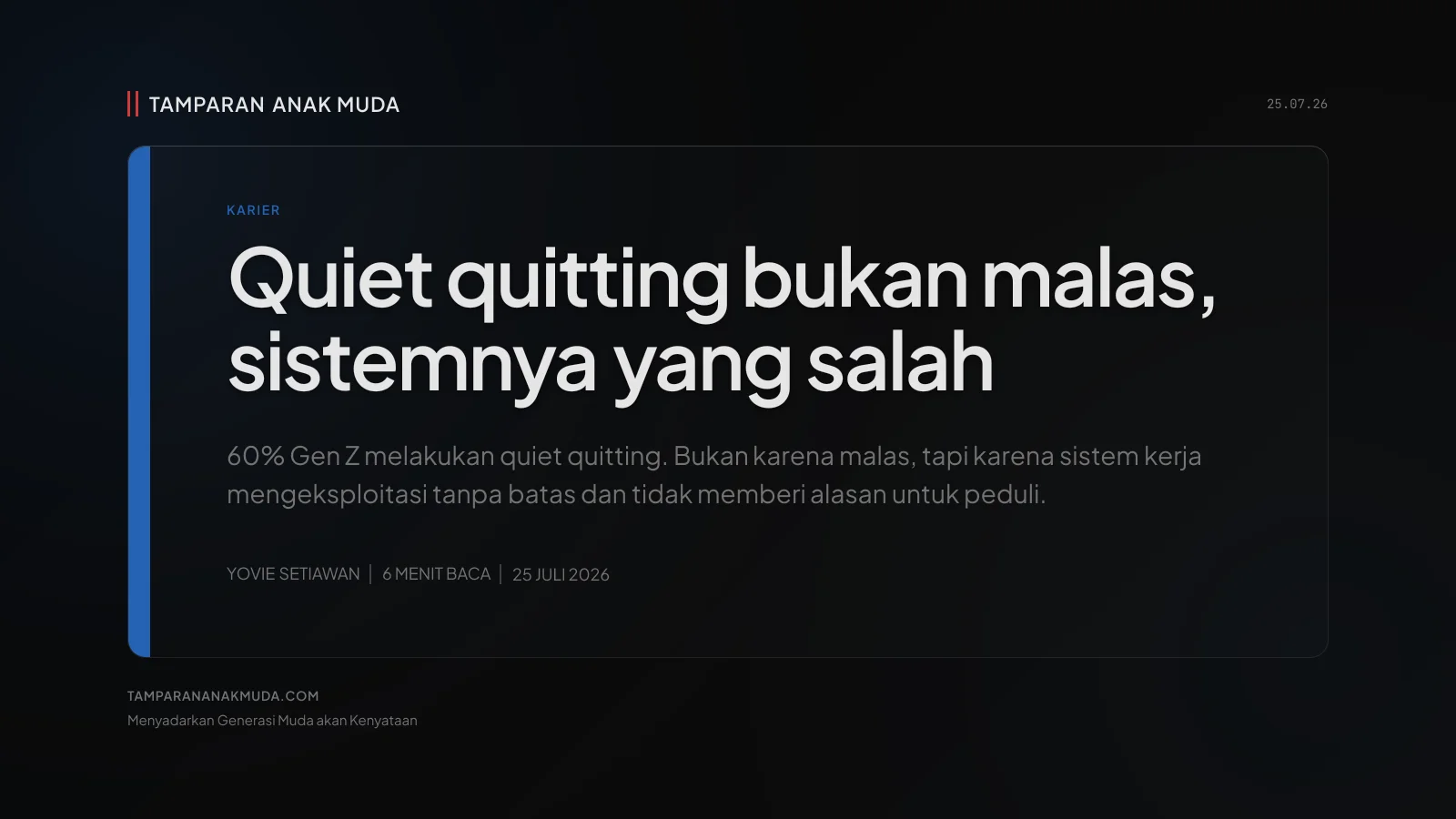 Quiet Quitting Bukan Malas, Sistem Kerja Nggak Mau Bayar Hati