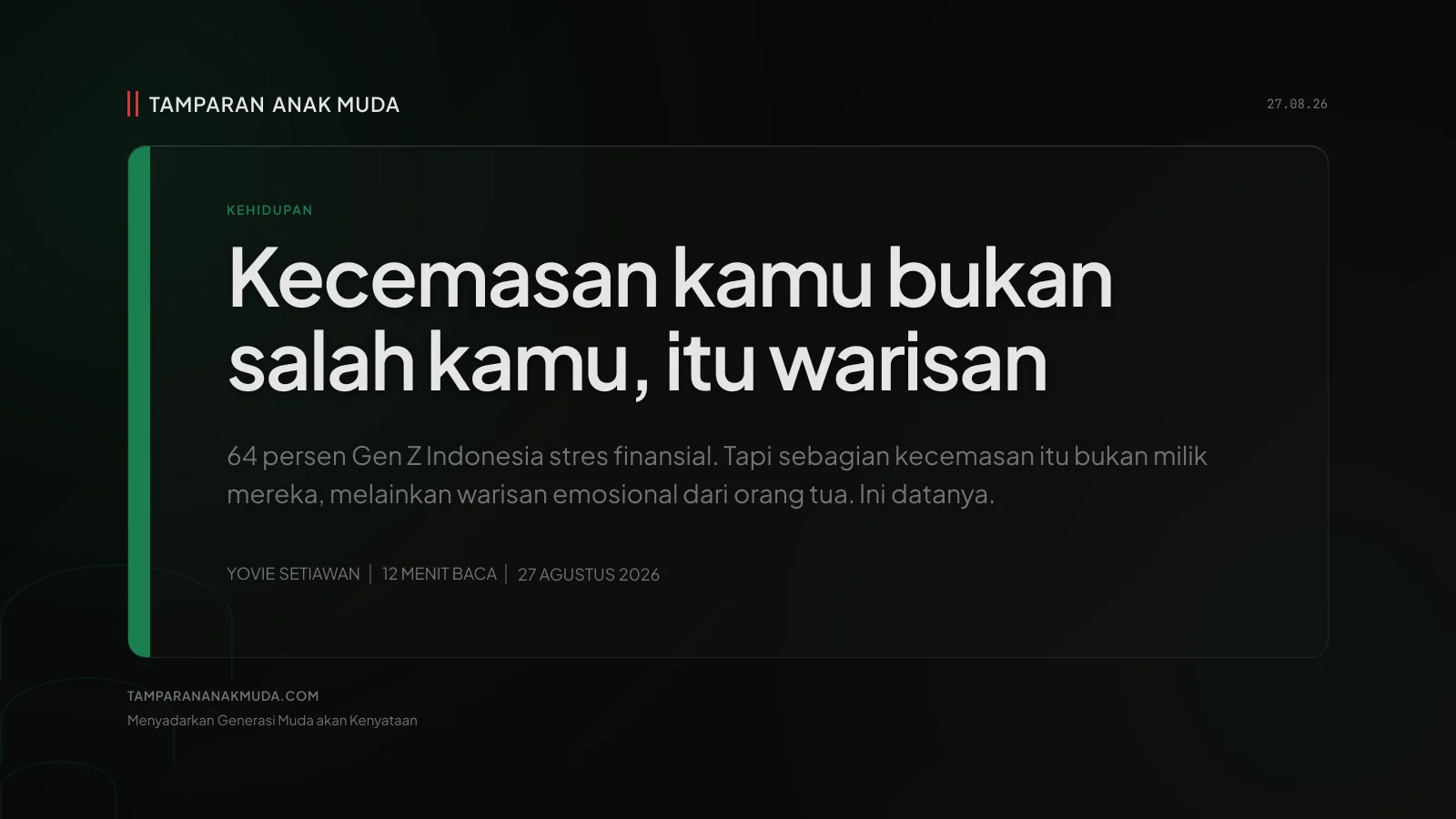 Secondhand Stress: Bukan Cemas Sendiri, Warisan Stres Orang Tua yang Gen Z Bawa Tanpa Sadar