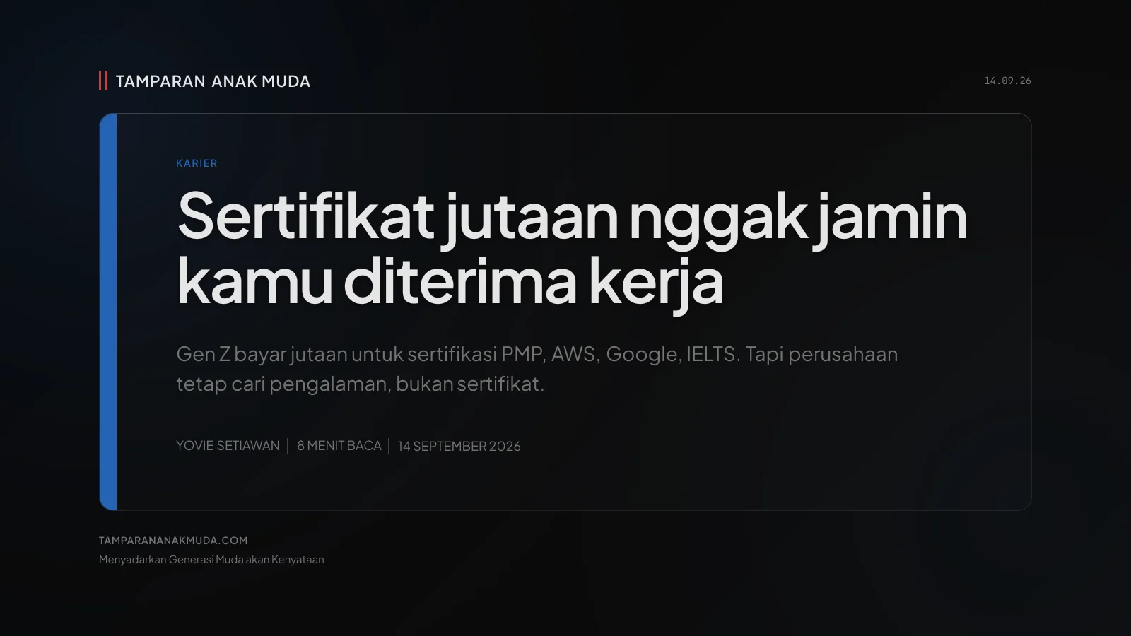 Sertifikasi Bukan Investasi, Bayar Jutaan untuk Kerja Belum Pasti
