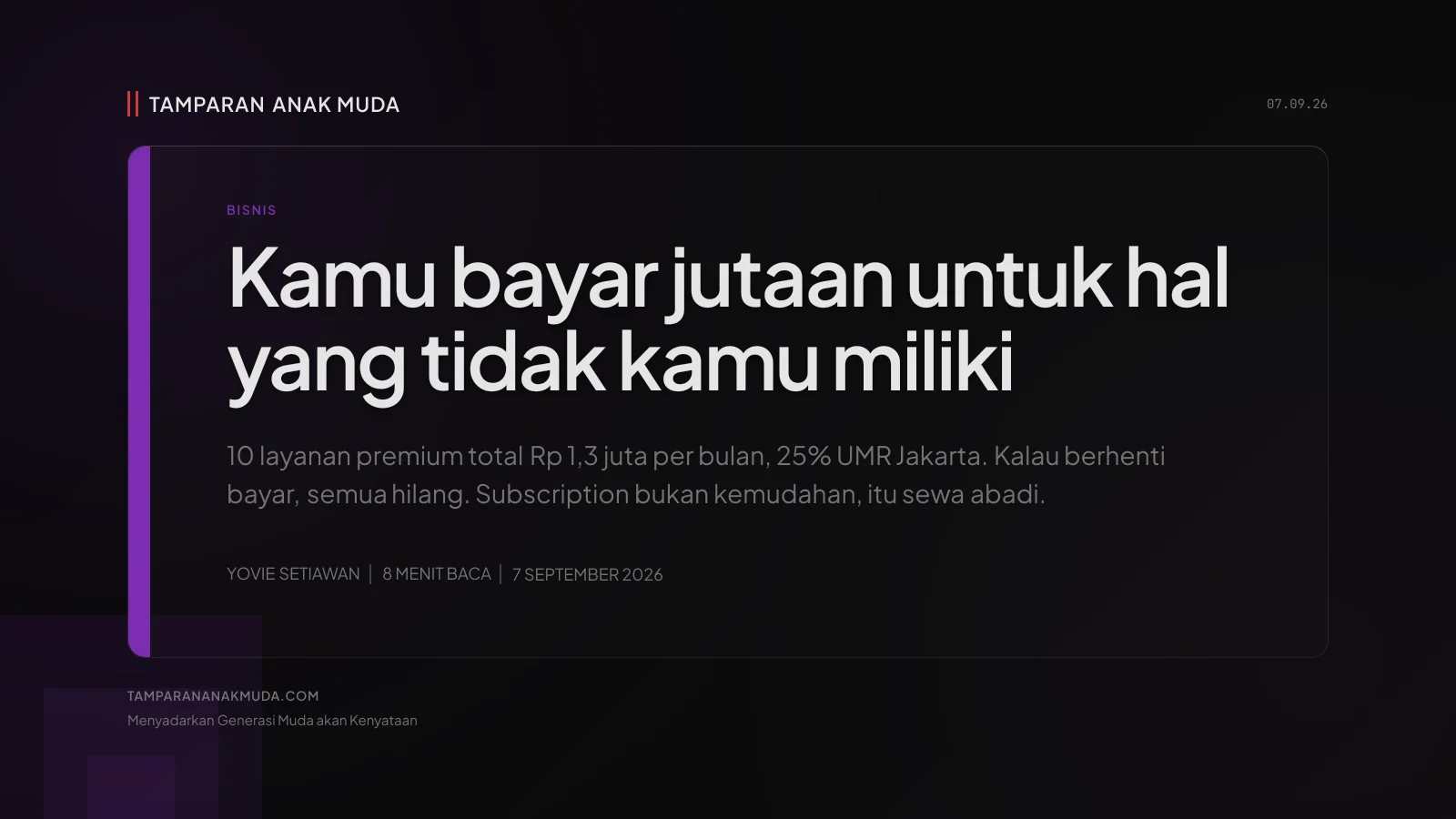 Subscription Trap Gen Z: Rp 1,3 Juta per Bulan untuk Hal yang Tidak Kamu Miliki
