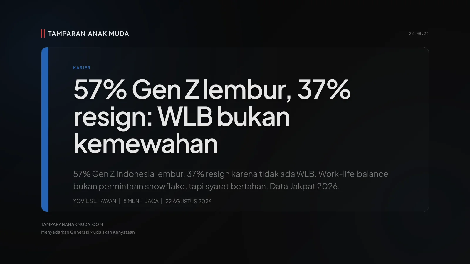 57% Gen Z Lembur, 37% Resign: Work-Life Balance Bukan Permintaan, Syarat Bertahan