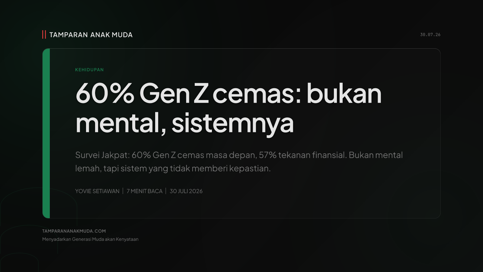 60% Gen Z Cemas: Bukan Mental Lemah, Sistem Nggak Pasti